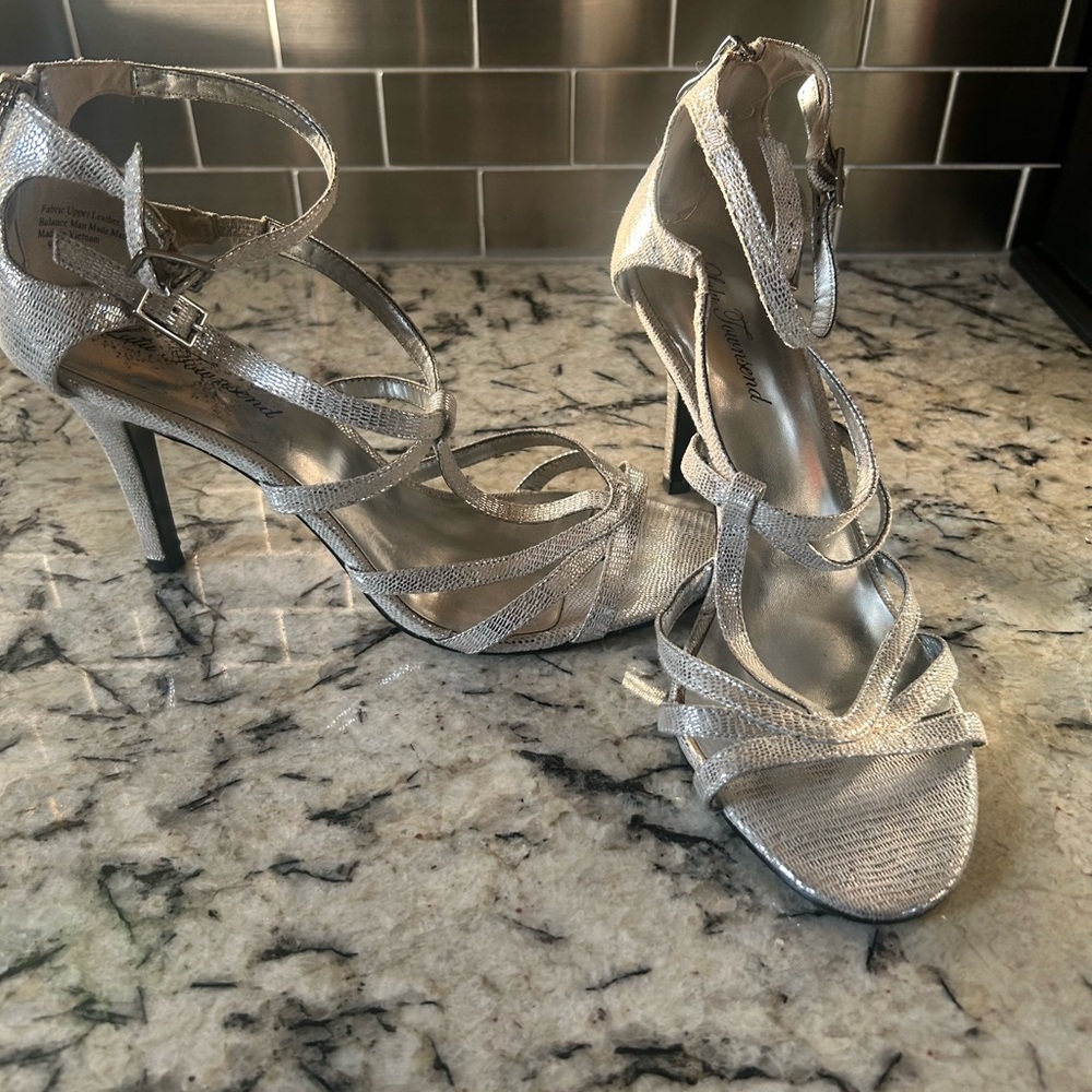 Elegant Silver Strappy Heels